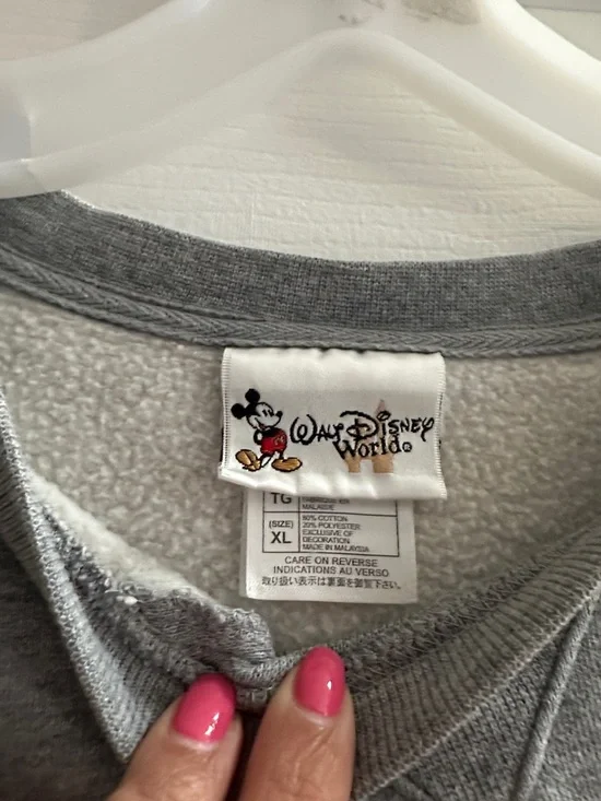 Y2K 2000s Walt Disney World Gray Crewneck Sweatshirt Patriotic Mickey Graphic XL - Picture 3 of 8